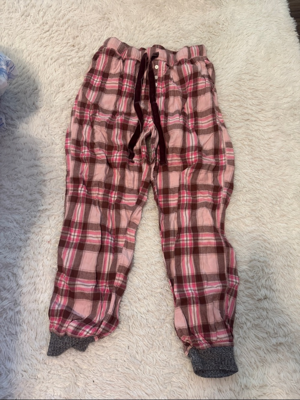 Womens Pink Plaid Flannel Pajama Pants